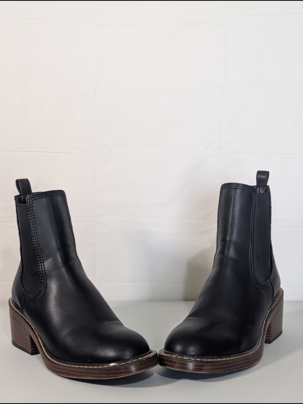 Steve Madden Laurely Chelsea Ankle Boots Black Block Heel Booties Size 9.5
